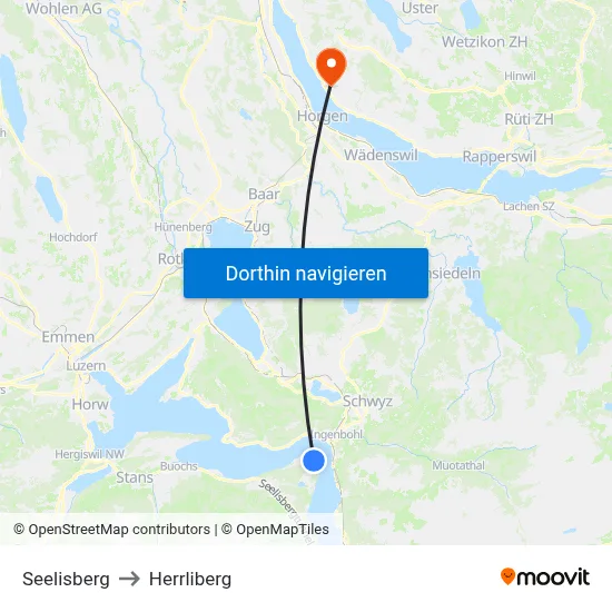 Seelisberg to Herrliberg map