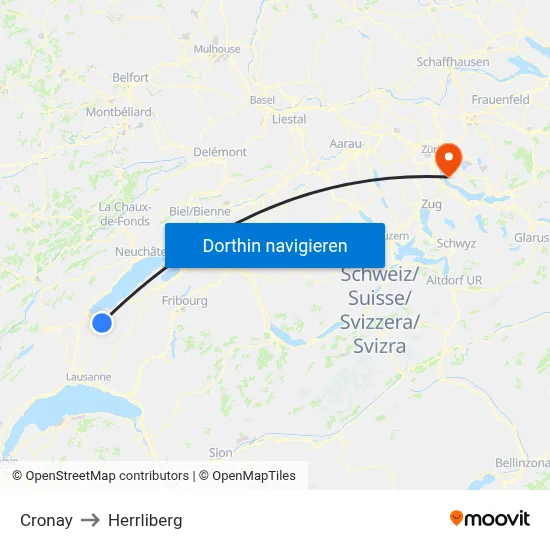 Cronay to Herrliberg map