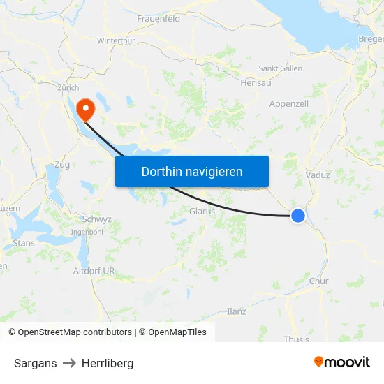 Sargans to Herrliberg map