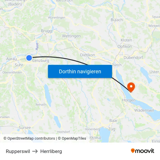 Rupperswil to Herrliberg map