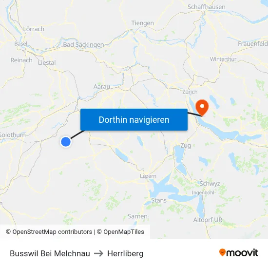 Busswil Bei Melchnau to Herrliberg map