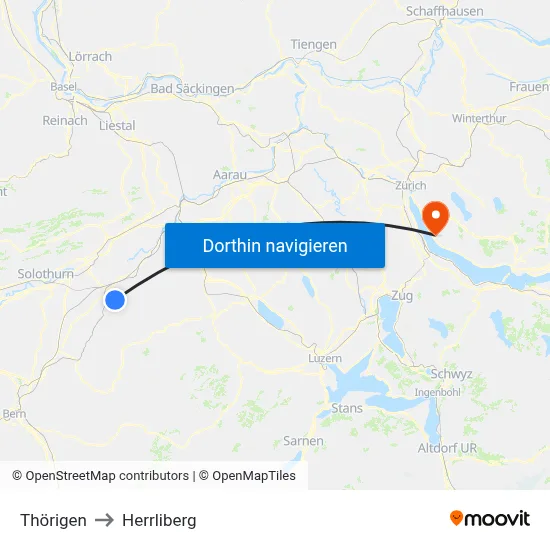 Thörigen to Herrliberg map
