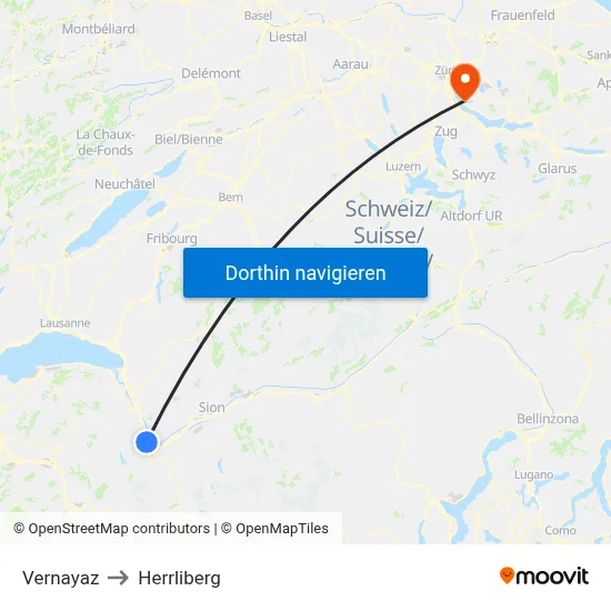 Vernayaz to Herrliberg map
