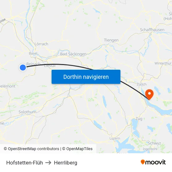 Hofstetten-Flüh to Herrliberg map