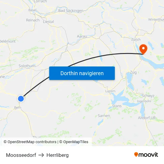 Moosseedorf to Herrliberg map