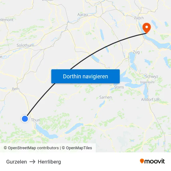 Gurzelen to Herrliberg map