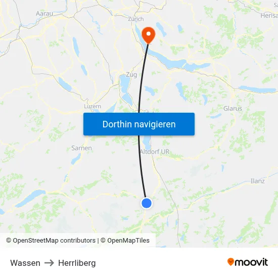 Wassen to Herrliberg map