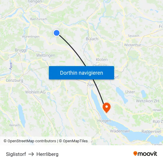 Siglistorf to Herrliberg map