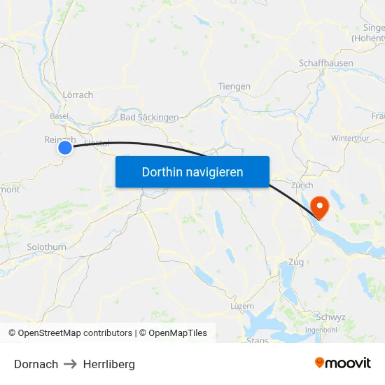 Dornach to Herrliberg map