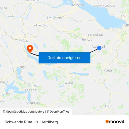 Schwende-Rüte to Herrliberg map
