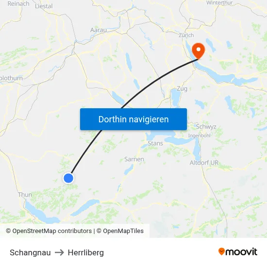 Schangnau to Herrliberg map