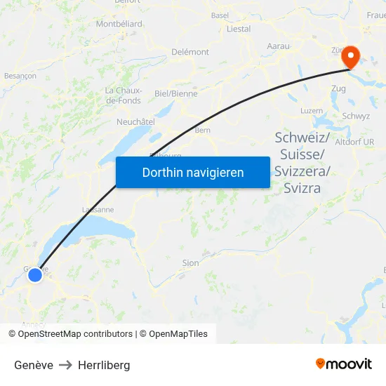 Genève to Herrliberg map