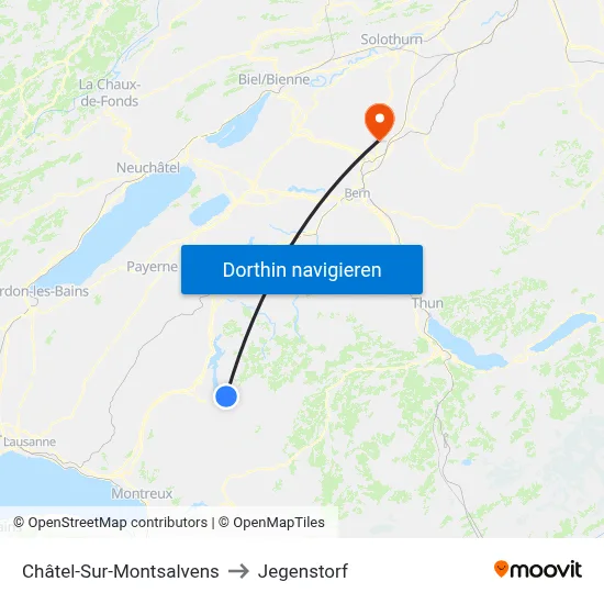 Châtel-Sur-Montsalvens to Jegenstorf map