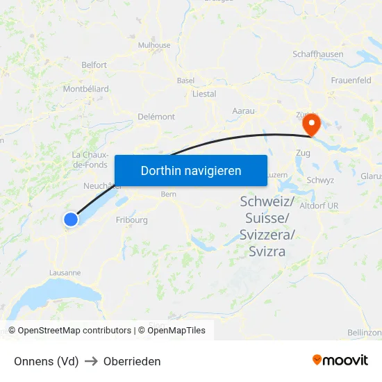 Onnens (Vd) to Oberrieden map