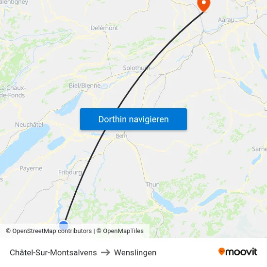 Châtel-Sur-Montsalvens to Wenslingen map