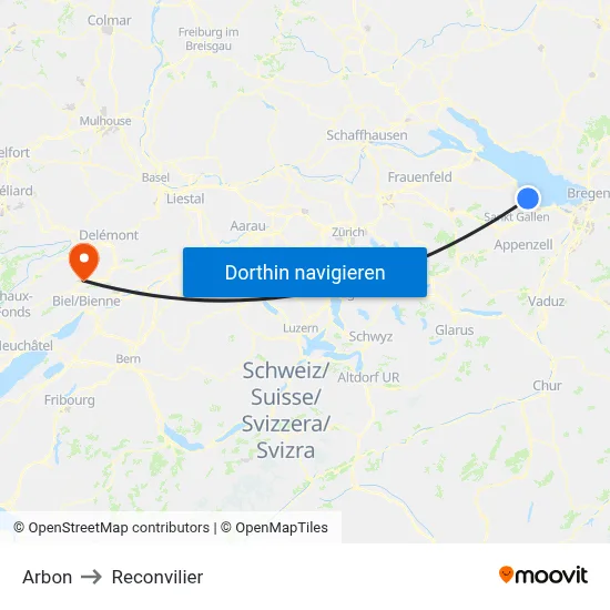 Arbon to Reconvilier map