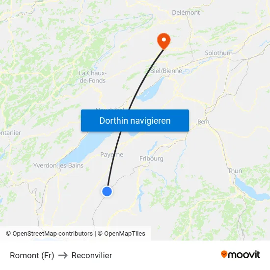 Romont (Fr) to Reconvilier map