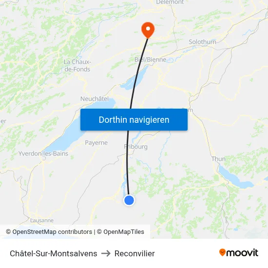 Châtel-Sur-Montsalvens to Reconvilier map