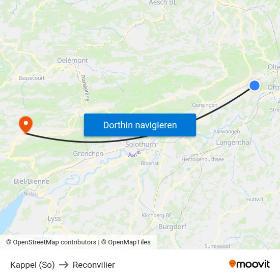 Kappel (So) to Reconvilier map