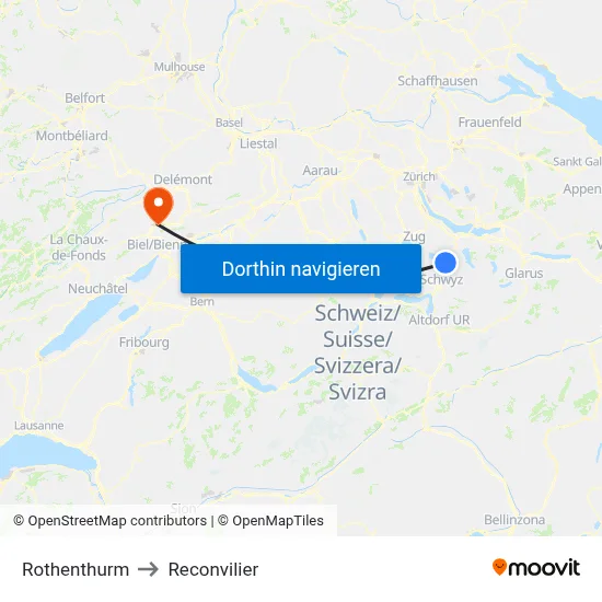 Rothenthurm to Reconvilier map