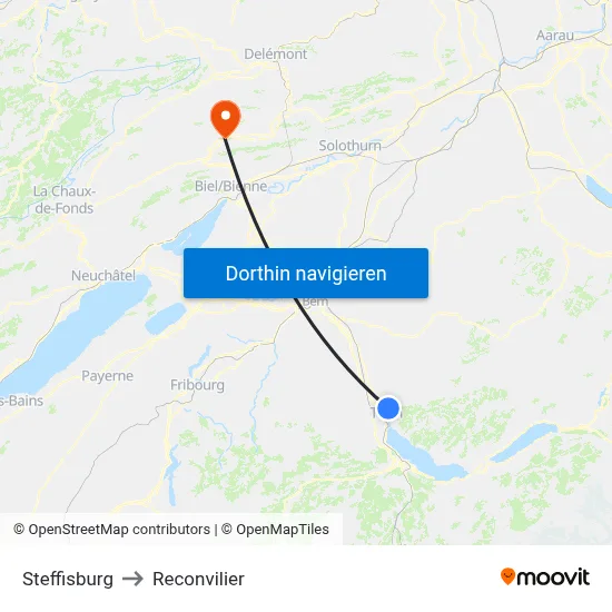 Steffisburg to Reconvilier map