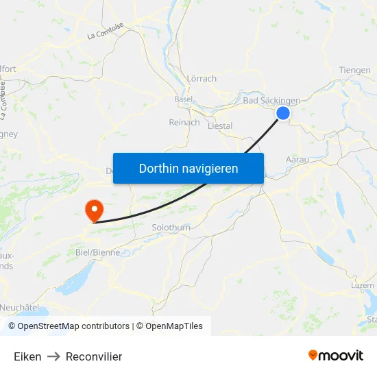 Eiken to Reconvilier map
