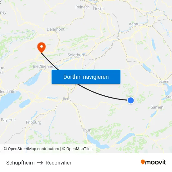 Schüpfheim to Reconvilier map