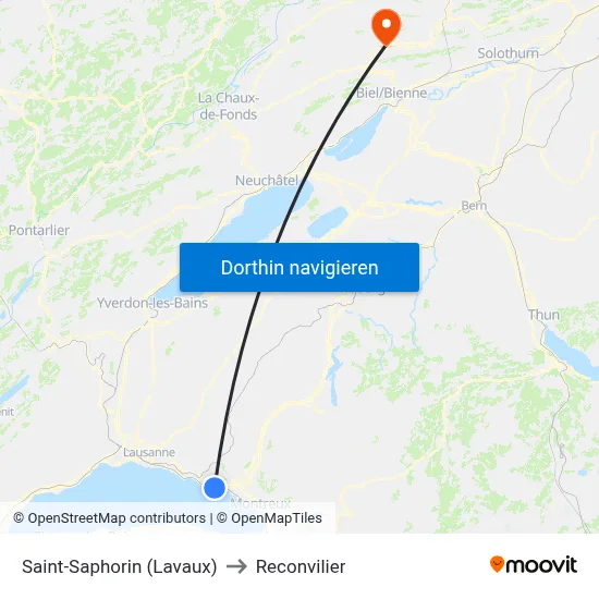 Saint-Saphorin (Lavaux) to Reconvilier map