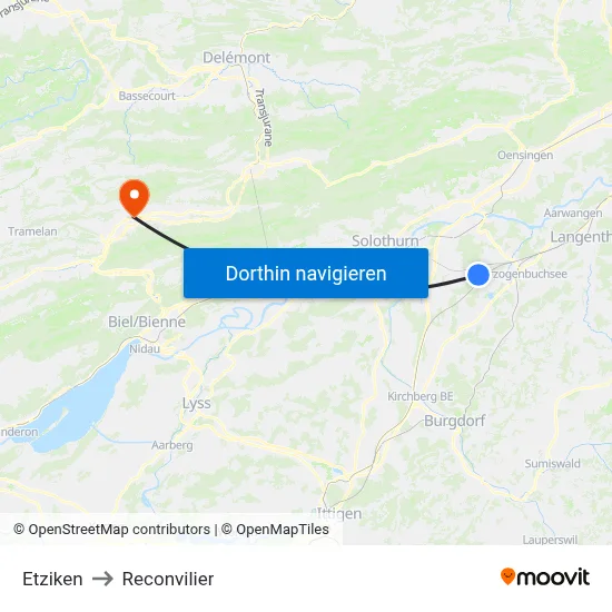 Etziken to Reconvilier map