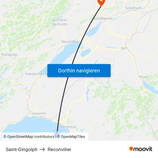 Saint-Gingolph to Reconvilier map