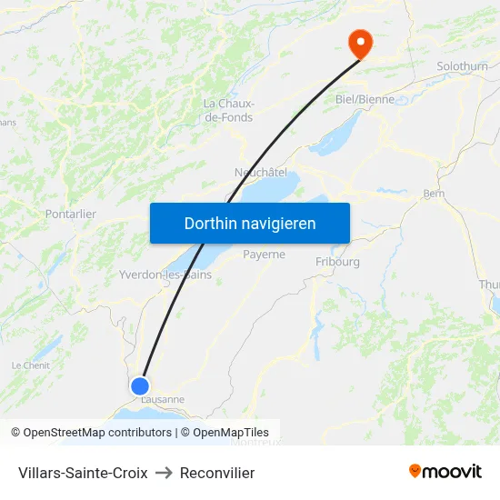 Villars-Sainte-Croix to Reconvilier map