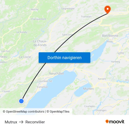 Mutrux to Reconvilier map