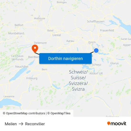 Meilen to Reconvilier map