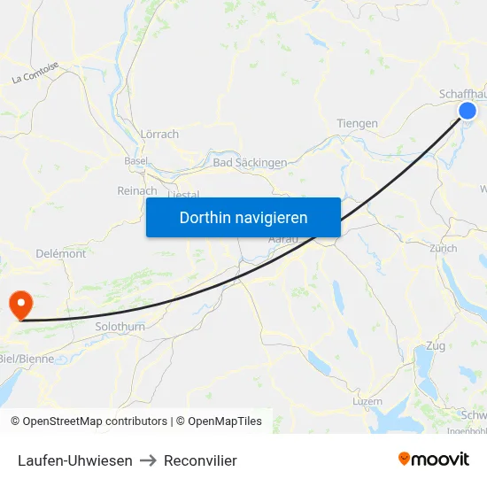 Laufen-Uhwiesen to Reconvilier map