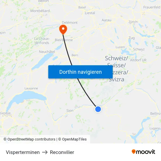 Visperterminen to Reconvilier map