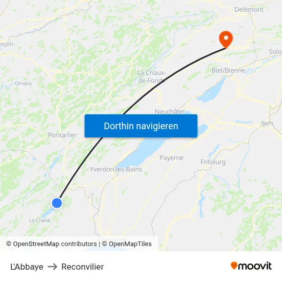 L'Abbaye to Reconvilier map