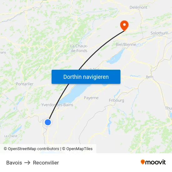Bavois to Reconvilier map