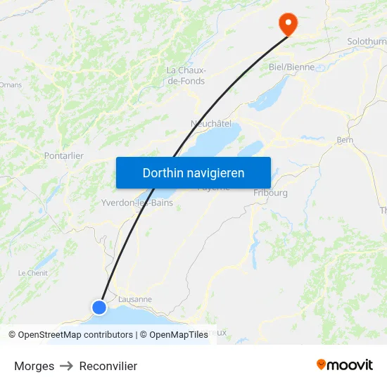 Morges to Reconvilier map