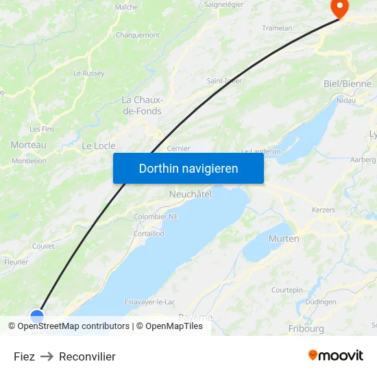 Fiez to Reconvilier map