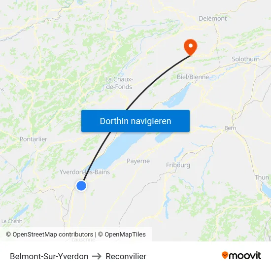Belmont-Sur-Yverdon to Reconvilier map