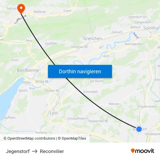 Jegenstorf to Reconvilier map