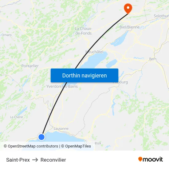 Saint-Prex to Reconvilier map