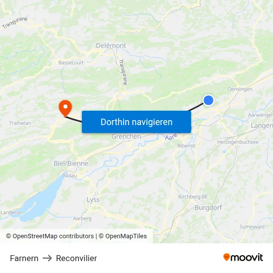 Farnern to Reconvilier map