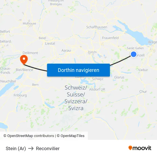 Stein (Ar) to Reconvilier map