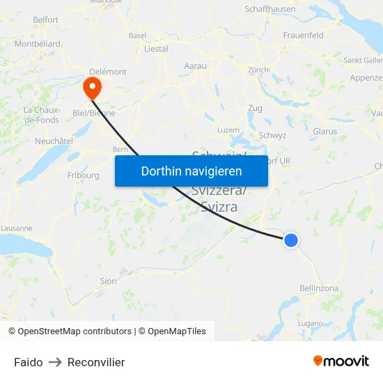 Faido to Reconvilier map