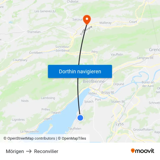 Mörigen to Reconvilier map
