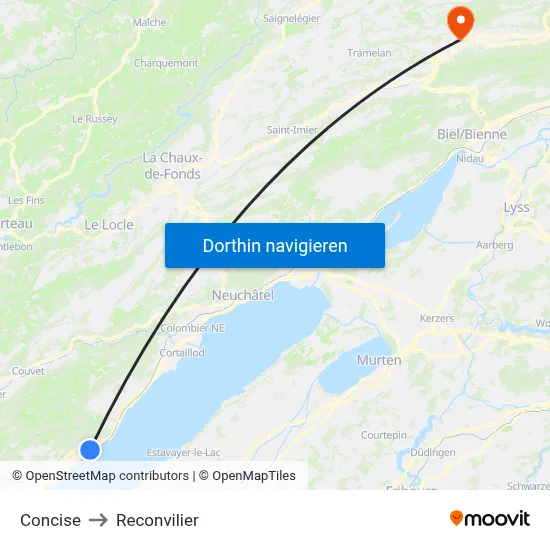 Concise to Reconvilier map