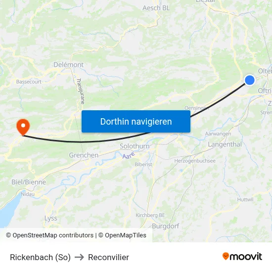 Rickenbach (So) to Reconvilier map