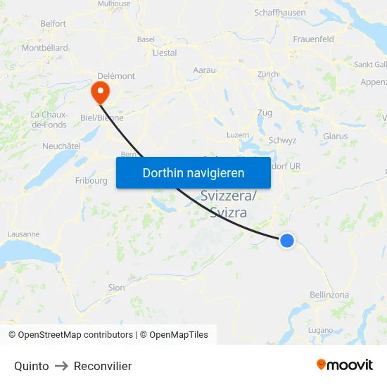 Quinto to Reconvilier map