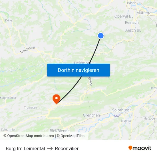 Burg Im Leimental to Reconvilier map